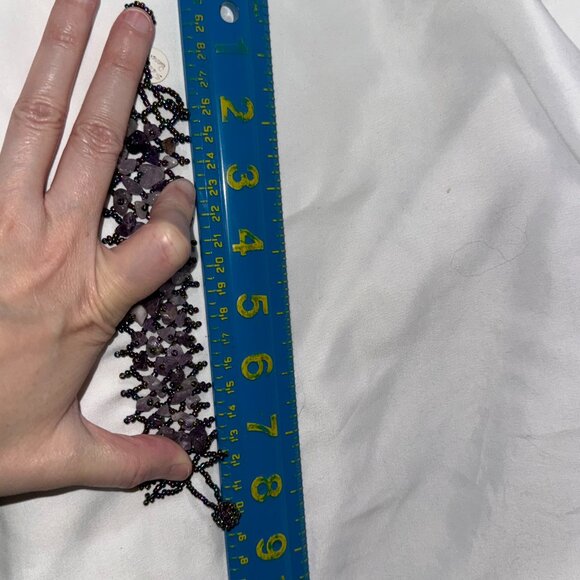 7 1/8" Natural Amethyst Gemstone chip beads stretchy Net Bracelet - Picture 5 of 12